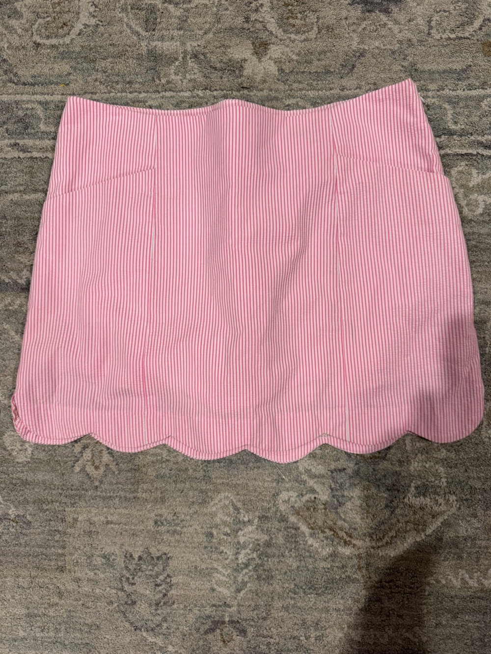 Lilly Pulitzer Pink Seersucker Scalloped Skort